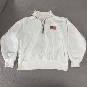 Vintage West Wind Buccaneer Mfg 1/4 Zip USA Flag Patch Windbreaker Jacket XL